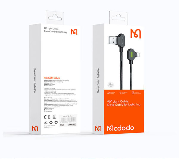 Lightning-Ladekabel mit 90°-Winkel und LED-Anzeige 1.8m– Mcdodo CA-4673