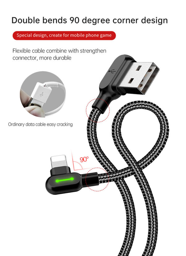 Lightning-Ladekabel mit 90°-Winkel und LED-Anzeige 1.8m– Mcdodo CA-4673