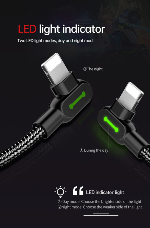 Lightning-Ladekabel mit 90°-Winkel und LED-Anzeige 1.8m– Mcdodo CA-4673